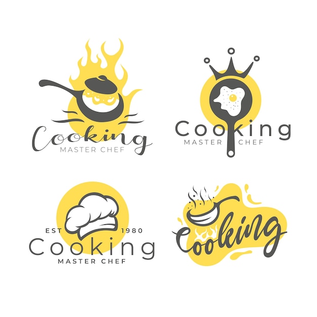 Vetor conceito de design de logotipo de ícone de cozinha para café de cozinha ou estúdio de comida