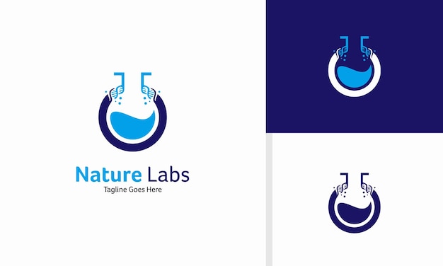 Vetor conceito de design de logotipo de ícone de laboratórios de natureza vetorial