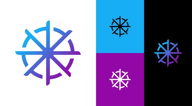 Vetor conceito de design de logotipo de leme de roda de navio