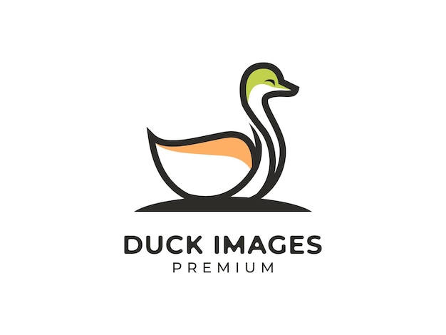 Conceito de design de logotipo de linha mono duck