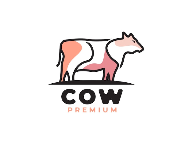 conceito de design de logotipo de linha mono vaca
