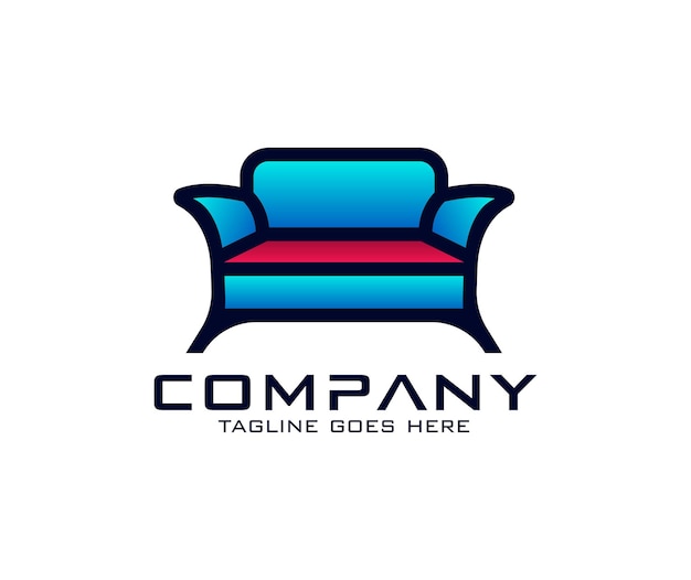 Vetor conceito de design de logotipo de móveis. design de logotipo de cadeiras, sofá, mesa e móveis para casa