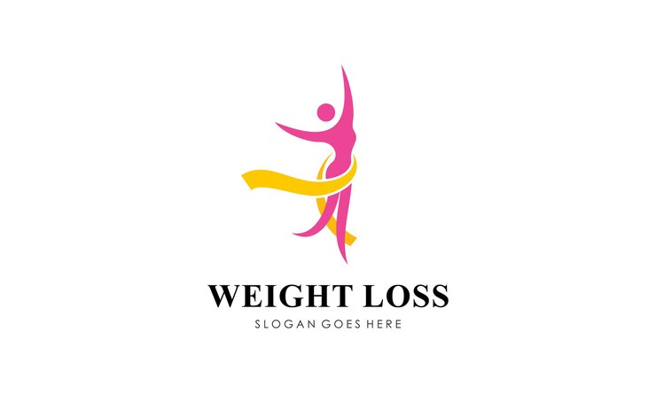Vetor conceito de design de logotipo de perda de peso para um logotipo de saúde e perda de gordura de ginásio, nutrição e exercício