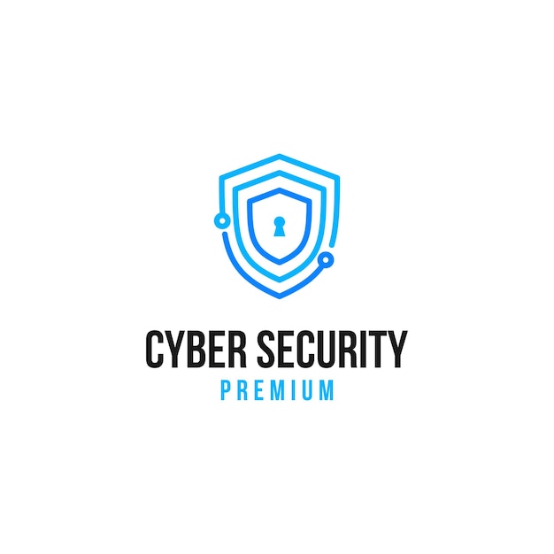 Conceito de design de logotipo de segurança cibernética ícone de símbolo de ilustração vetorial