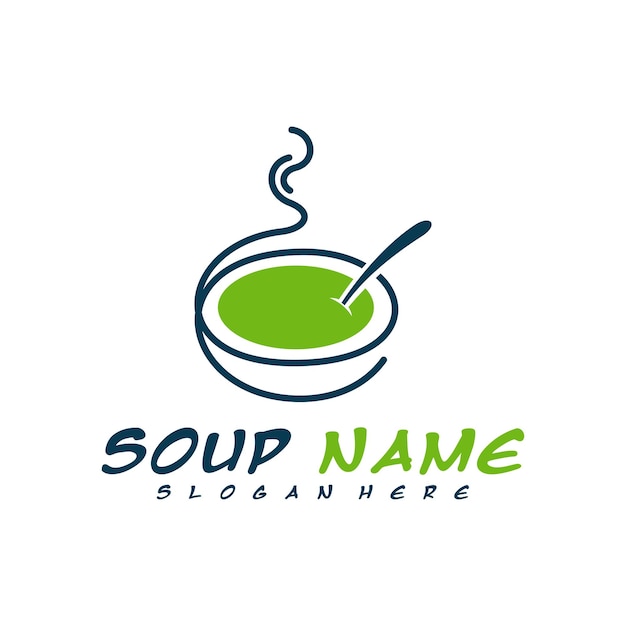 Conceito de design de logotipo de sopa logotipo de culinária de alimentos vetor logotipo de cozinha com panela cheia de legumes