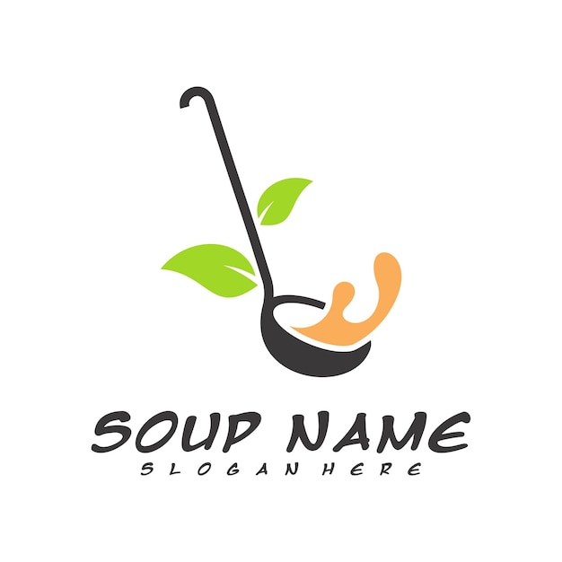 Vetor conceito de design de logotipo de sopa logotipo de culinária de alimentos vetor logotipo de cozinha com panela cheia de legumes