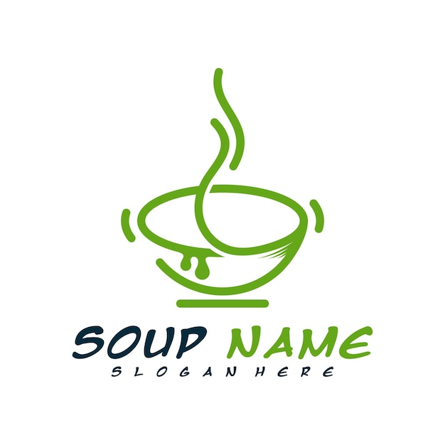 Vetor conceito de design de logotipo de sopa logotipo de culinária de alimentos vetor logotipo de cozinha com panela cheia de legumes