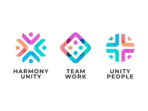 conceito de design de logotipo de trabalho em equipe unidade pessoas