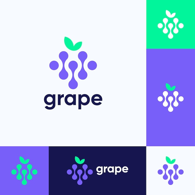 Vetor conceito de design de logotipo de uva simples