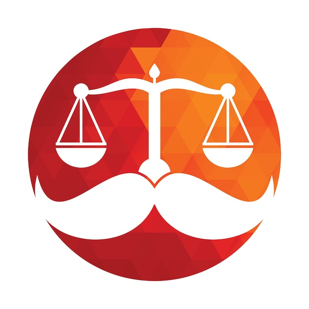 Vetor conceito de design de logotipo de vetor de lei forte design de vetor de ícone de escala e bigode