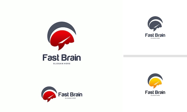 Conceito de design de logotipo fast brain, modelo de logotipo brain