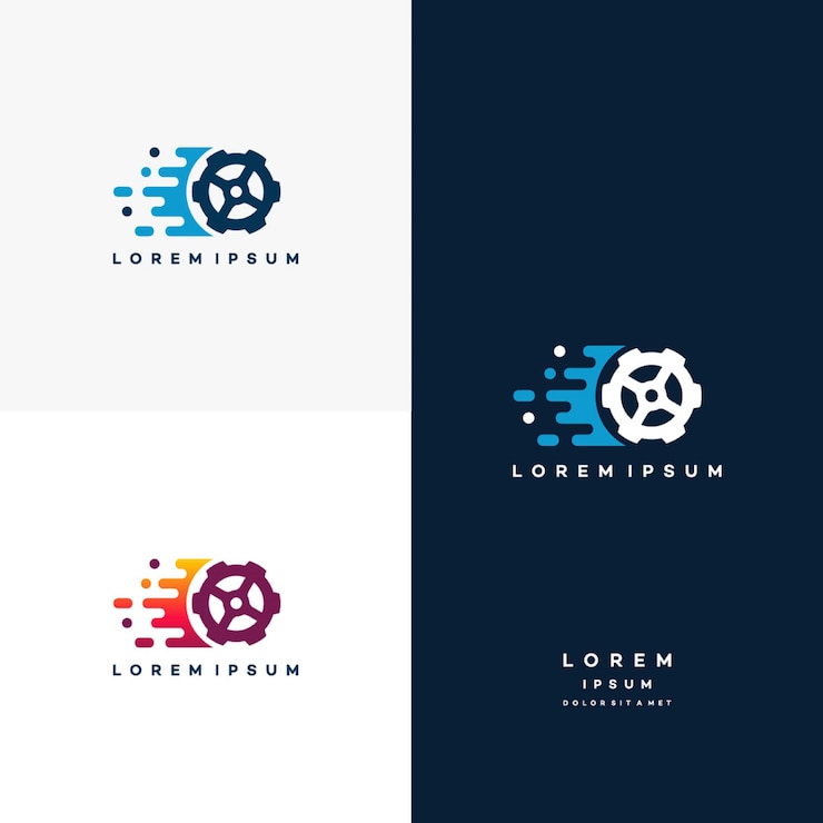 Vetor conceito de design de logotipo fast speed gear, modelo de logotipo fast tech