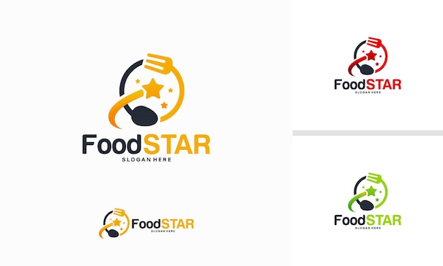 Conceito de design de logotipo food star, vetor de modelo de logotipo elite restaurant