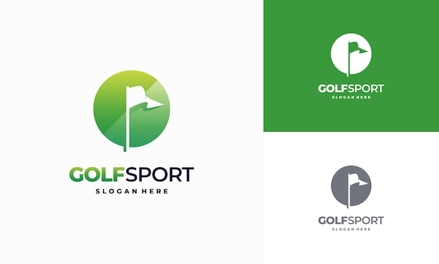 Conceito de design de logotipo icônico golf, vetor de conceito de design de logotipo golf land