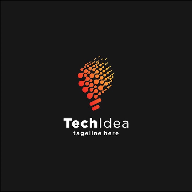 Conceito de design de logotipo modern tech bulb modelo de logotipo pixel technology bulb idea