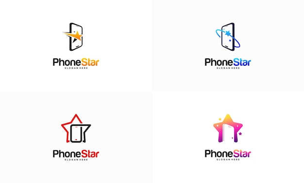 Conceito de design de logotipo phone star vetor design de modelo de logotipo bright phone