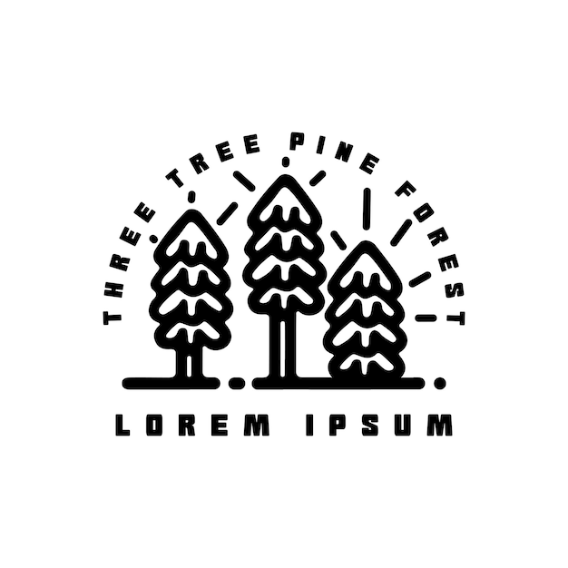 Conceito de design de logotipo simples flat pine forest