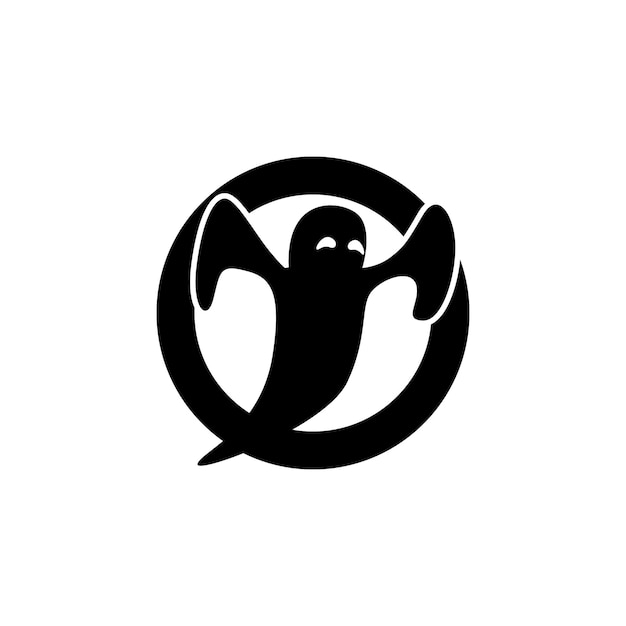 Conceito de design de logotipo simples silhueta fantasma isolado em fundo branco