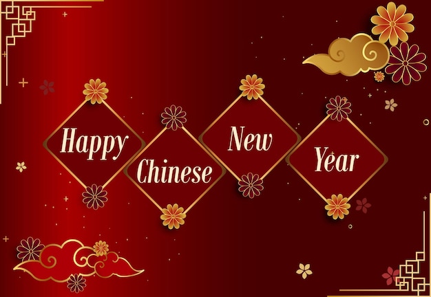 Conceito de design de plano de fundo do ano novo chinês com ilustração