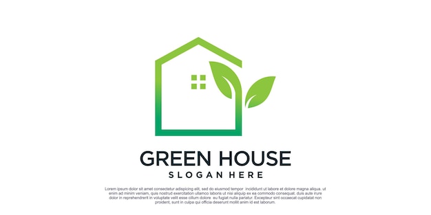 Vetor conceito de design do logotipo da casa verde vetor premium