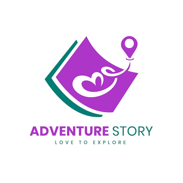 Vetor conceito de design do logotipo da história de aventura