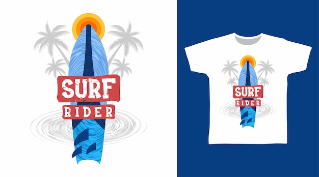 Vetor conceito de design do surf rider tee