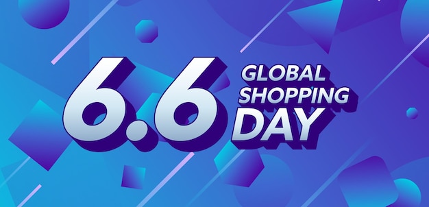 Conceito de design plano 6,6 dia global de compras. seis de junho