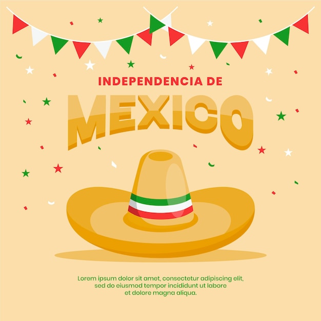 Conceito de dia da independência do méxico plana