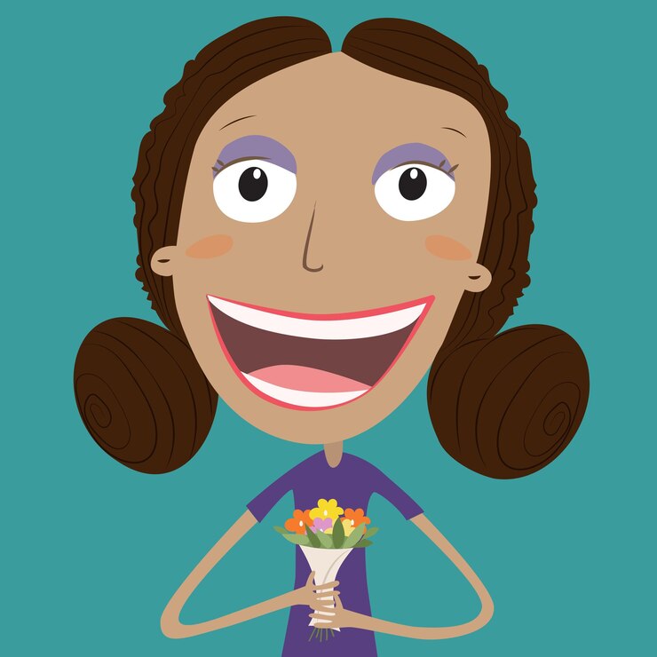 Vetor conceito de dia das mães bouquet de flores mulher preta ilustração vetorial