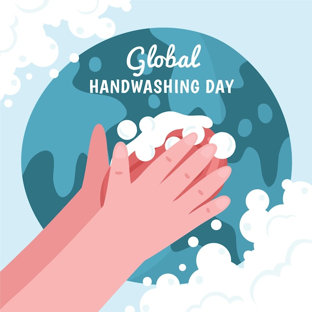Vetor conceito de dia global de lavagem das mãos