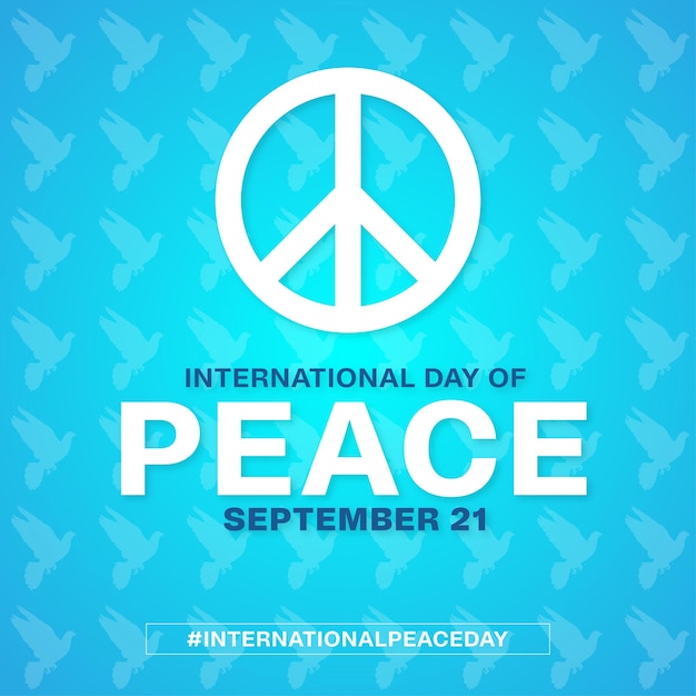Vetor conceito de dia internacional da paz mãos segurando o fundo do globo com padrão de pombo e design de post de símbolo