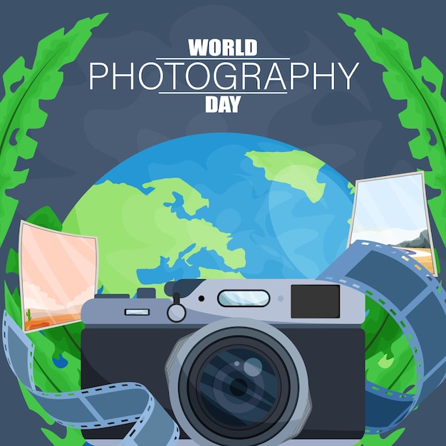 Vetor conceito de dia mundial da fotografia