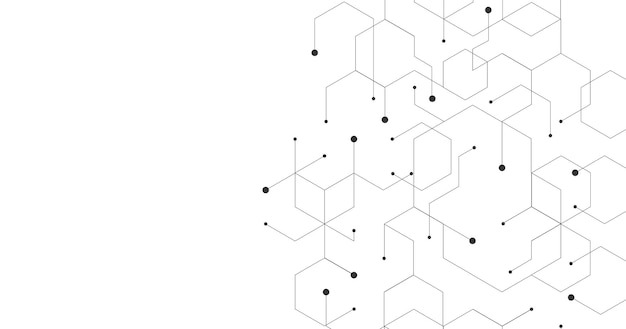 Vetor conceito de diagrama de hexágono preto de tecnologia