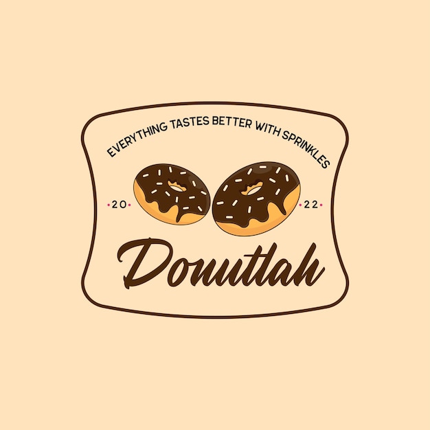 Conceito de distintivo de logotipo de loja de donuts