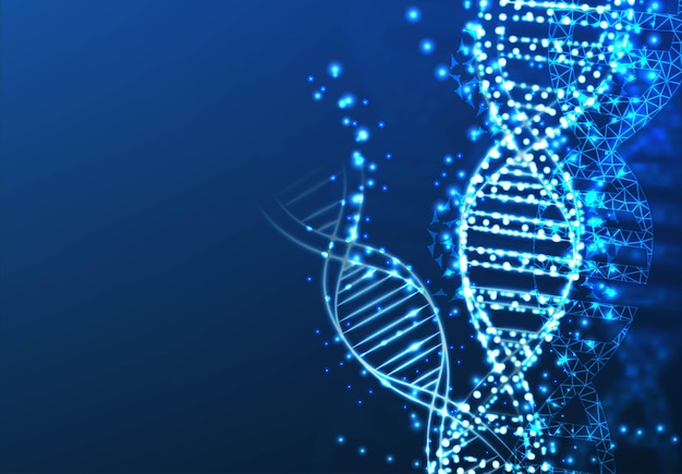 Conceito de DNA poligonal Fundo de ciência médica Inovação conceito de medicina e tecnologia Ilustração vetorial