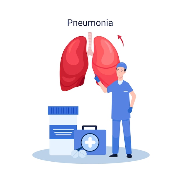 Conceito de doença de pneumonia de ilustração