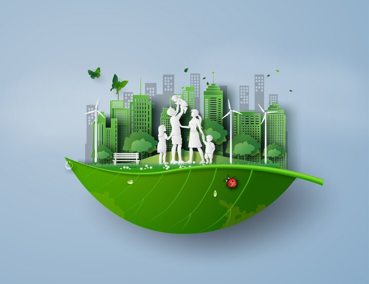 Vetor conceito de eco e meio ambiente com a família