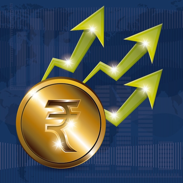 Vetor conceito de economia global com ícones de dinheiro