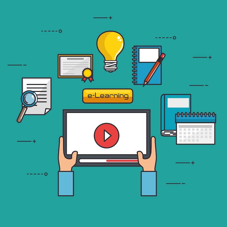 Vetor conceito de educação e e-learning on-line