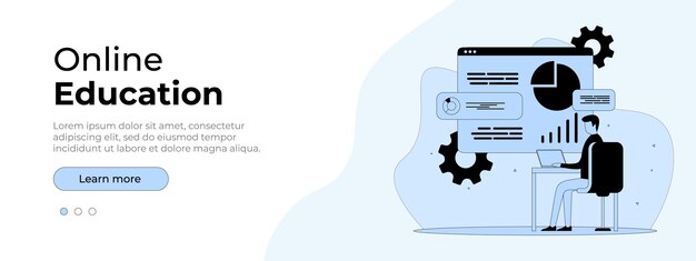 Vetor conceito de educação on-line layout vetorial para página do site ilustração em estilo plano