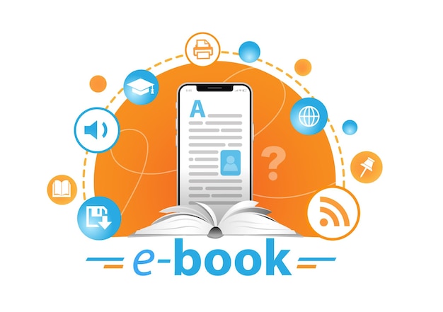 Conceito de educação online leitor de e-books e livros