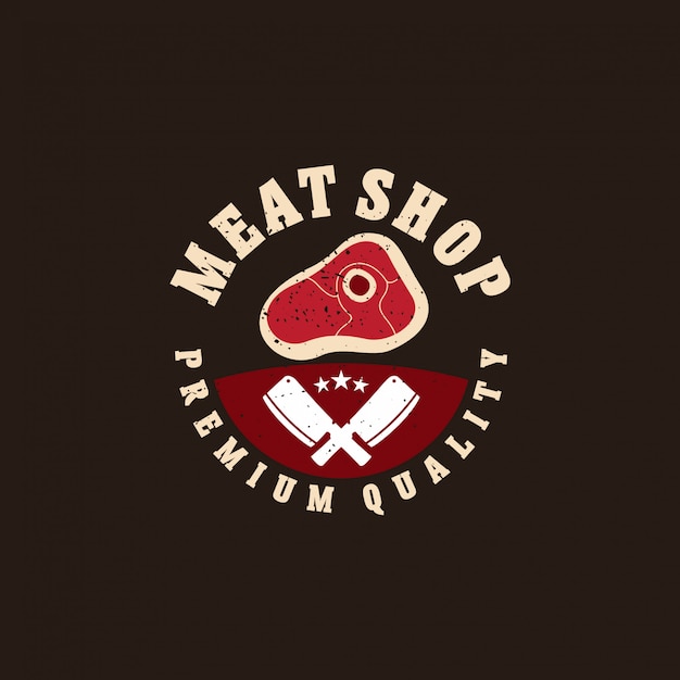 Conceito de emblema de logotipo de carne fresca