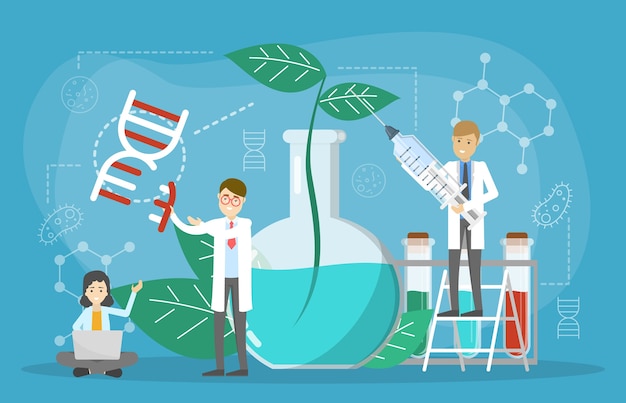 Conceito de engenharia genética. Alimentos OGM. Biologia e química