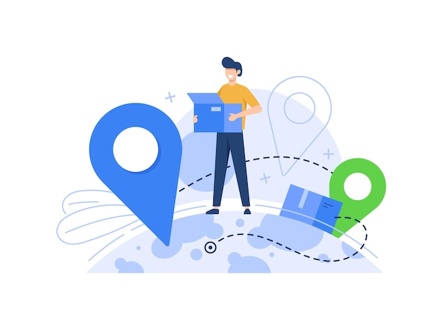 Conceito de entrega com pessoas de desenho animado em design plano para envio webFast