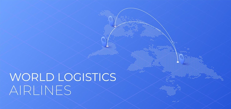 Vetor conceito de entrega logística mundial companhias aéreas de exportação e importação globais rastreamento inteligente de aviões