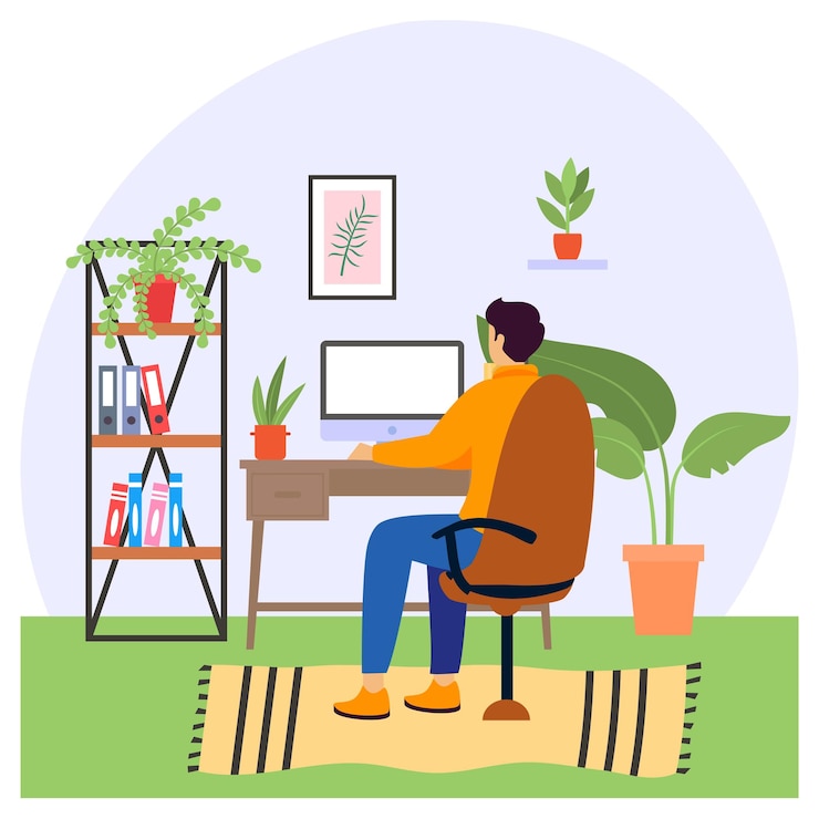 Vetor conceito de escritório psicanalista decoração de interiores bioinspirada design de ícone de cor de vetor trabalhador de escritório verde