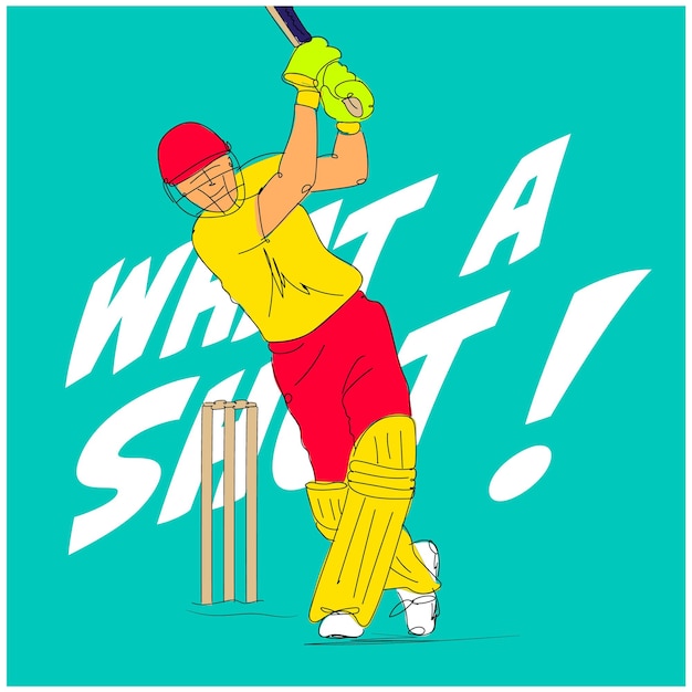 Conceito de esportista de críquete Batsman acertando um seis no críquete