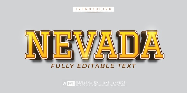 Vetor conceito de estilo de fonte de efeito de texto editável nevada 3d