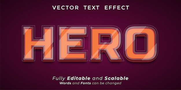Conceito de estilo de texto 3d de herói de efeito de texto editável