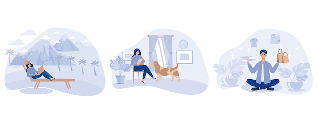 Conceito de estilo de vida voluntário Reduzindo a vida simples, a fuga do estilo de vida minimalista encontra o equilíbrio